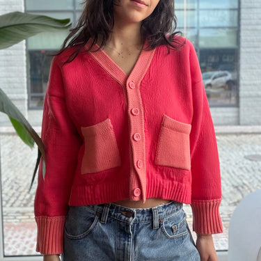 Joostricot Pink Crop Knit Caridigan, XS