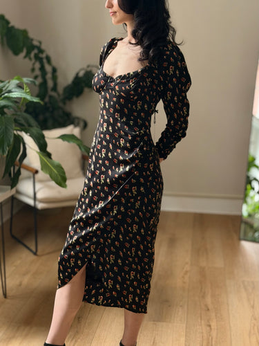 ASTR NWT Black Floral Midi Dress, Small