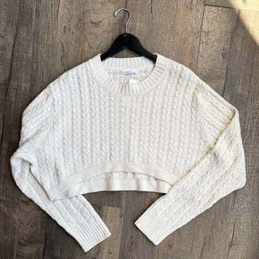 Danielle Bernstein Cropped Cable Knit Sweater, Medium