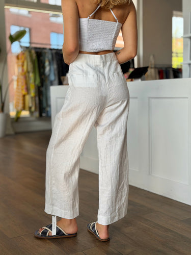 Reformation NWT Alex Cropped Linen Pants in White, 10