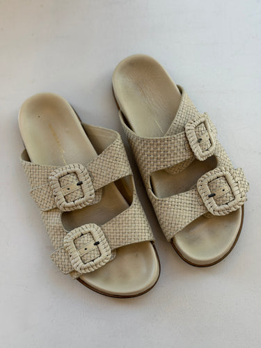 Intentionally Blank AS IS Off White Woven Milano Sandals- general wear, 37