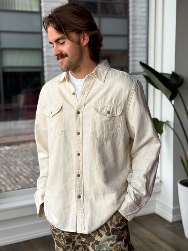 Wyeth Sportswear Ecru Button Up Shirt, Men's XXLarge