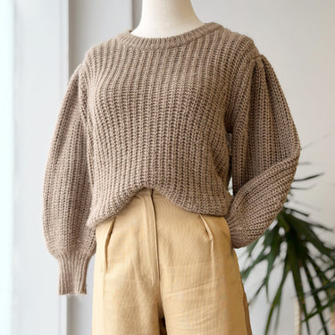 Reformation Chunky Puff Sleeve Baby Alpaca Knit Sweater, Small