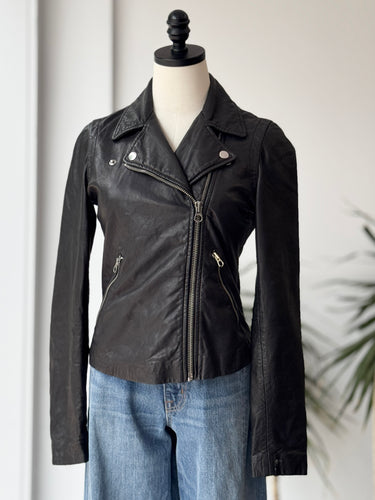 Madewell Black Washed Leather Jacket, Small