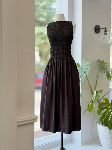 Madewell Chocolate Smock Midi Cotton Dress, Small