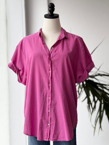 Xirena Magenta Boxy Button Top, Small