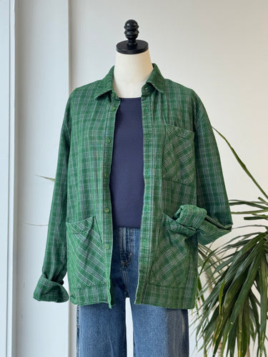United By Blue Green Plaid Corduroy Shirt Jacket, Small
