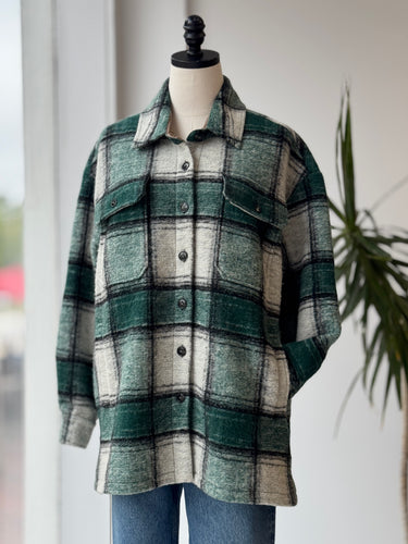 Closed Titania Green Plaid Shirt Jacket, XSmall