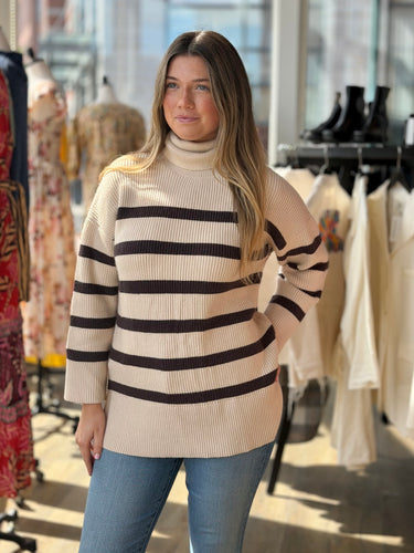 Moshi Moshi Mind Striped Knit Turtleneck Sweater, Small