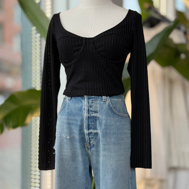 Fleur Du Mal Black Crop Top, Large