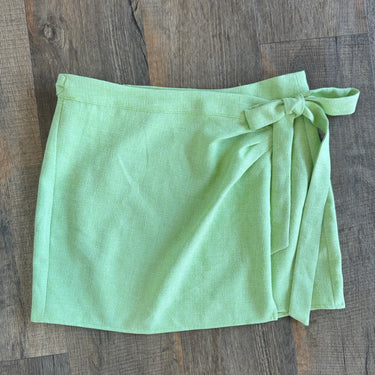 Ciao Lucia Lime Green Mini Wrap Skirt, Medium