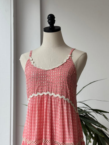 Miss June NWT Pink Gingham Manly Dress, Free Size