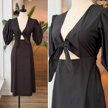 Rhode Black Tie Front Midi Dress, no tag- fits XSMALL