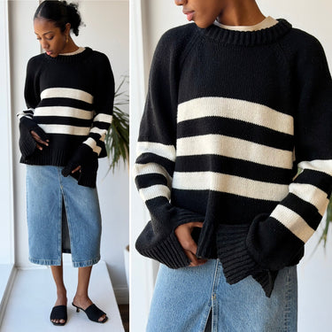 Ciao Lucia Black & White Merino Wool Sweater, Medium