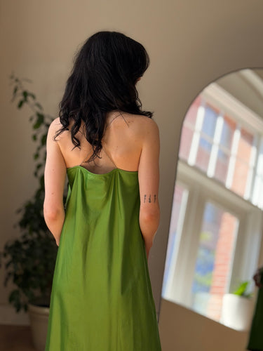 Assembly Satin Bias Cami Dress in Green, Small