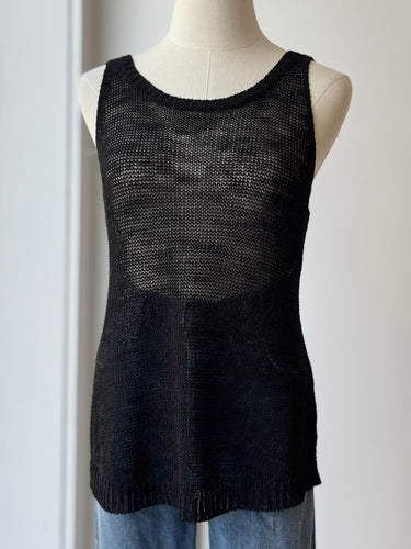 Eileen Fisher Black Loose Knit Tank Top, XS