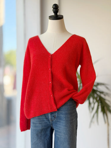 Sezane Barry Cardigan in Bright Red, XSmall