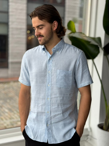 Beams Blue Button Up Shirt, Men's Large