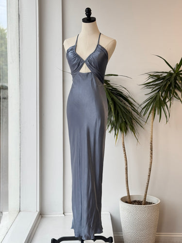 Shona Joy NWT Ruched Bodice Midi Dress in Blue Smoke, US 4