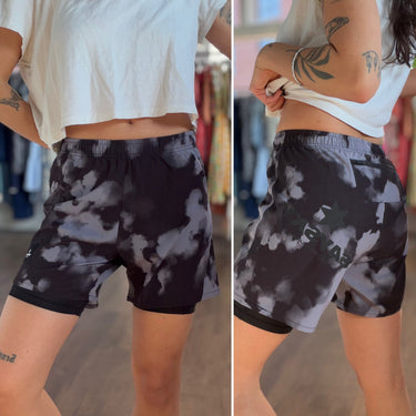 Sasky Black Tie Dye Running Shorts, XS