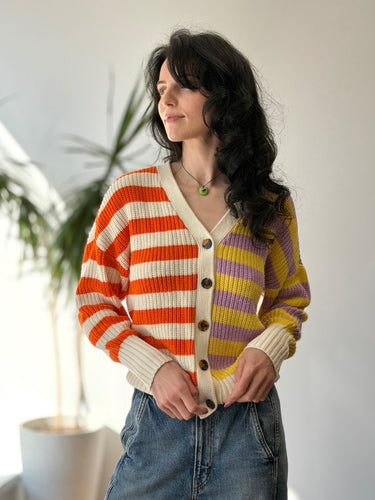 Staud Essex Stripe Cardigan, XSmall