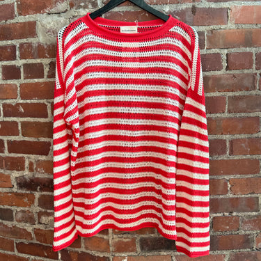 Atelier Delphine Red & White Loose Stitch Sweater, Large