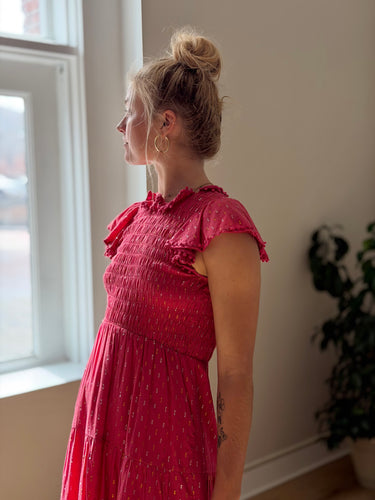 Sea New York Pink Tinsel Midi Dress, 4