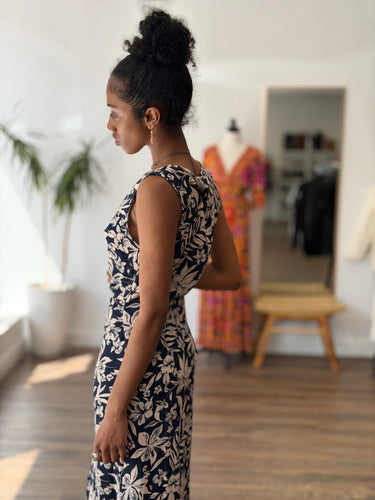 Faherty NWT Siena Midi Dress in Navy Hawaiian Floral, Small
