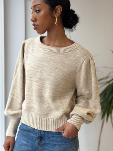 Curator Heather Oat Puff Sleeve Sweater, XS/S