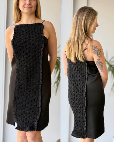GANNI NWT Center Smock Panel Ruffle Slip Dress in Black, 38/6