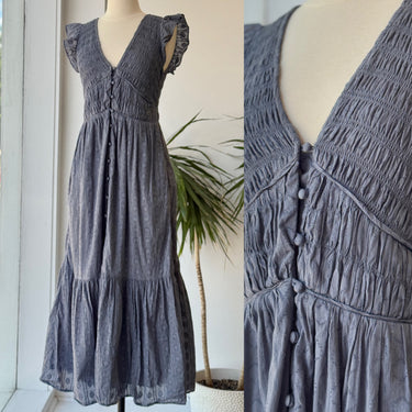 Anthropologie Blue Textured Midi Dress, Small