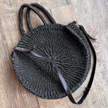 Clare V Large Black Round Tote