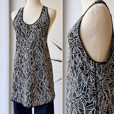 Lululemon Black & White Leaf Print Tank, S/M