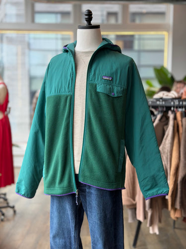 Patagonia Green Shelled Synchilla Snap-T Hoodie, Men's Large