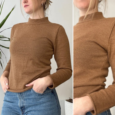 Han Starnes Mock Neck Camel Sweater, Medium