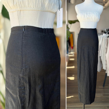 Dissh Black Linen Pencil Skirt, 2