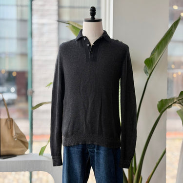 Billy Reid Black Cotton Textured Knit Sweater, Men's Small