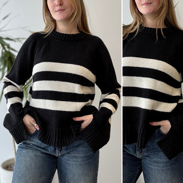 Ciao Lucia Black & White Merino Wool Sweater, Medium