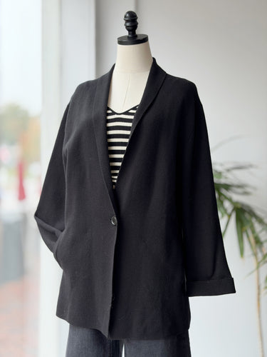 Kathryn McCarron NWT Black Cotton & Cashmere Cardigan, Small