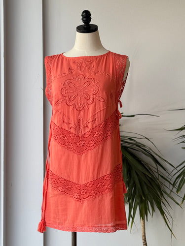 Free People NWT Coral Lace Shift Dress, XSmall