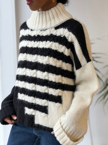Eleven Six Maeve Striped Funnel Neck Sweater, XS/S