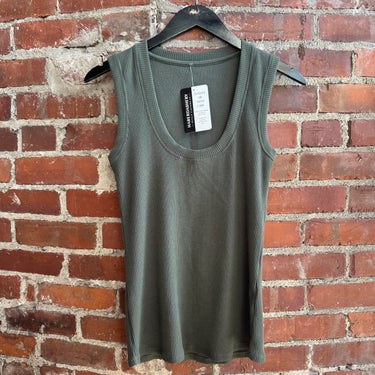 WoolX Olive Wool Blend Scoop Tank Top, Medium