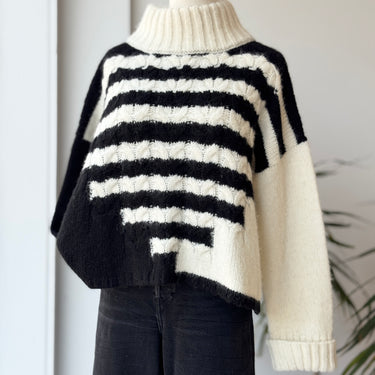 Eleven Six Maeve Striped Funnel Neck Sweater, XS/S