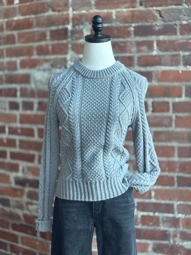 LL Bean Cable Knit Grey Sweater, XSmall
