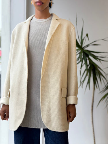Theory Cream Wool Coat, Medium
