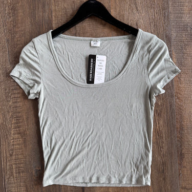Sunday Best Sage Scoop Neck Ribbed Tee, Medium