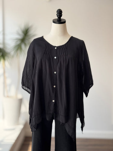 Dolma NWT Black Gauzy Top, Large
