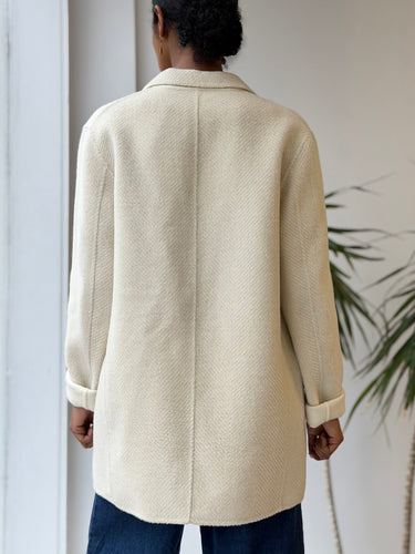 Theory Cream Wool Coat, Medium