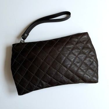 Rough & Tumble Small Roro Clutch in Quilted Brown Lamb