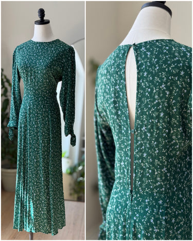 Reformation Green Floral Zelda Long Sleeve Midi Dress, 8